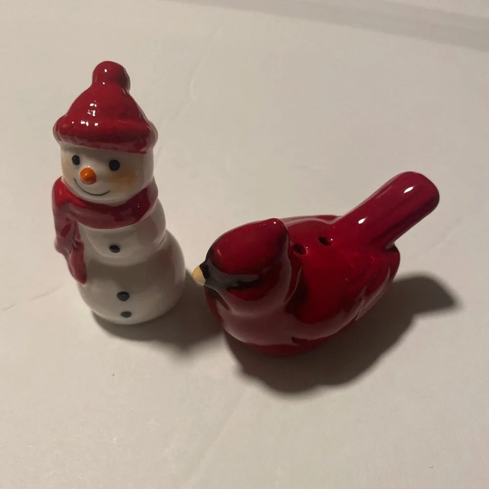 Snowman and Cardinal Figurines